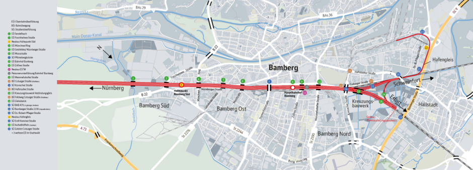 Karte Knoten Bamberg Brückenbauwerke